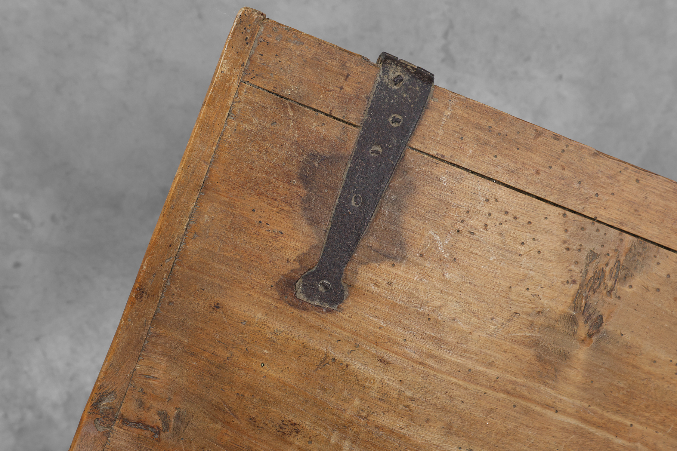 Rustic oak wooden chest, France ca. 1900thumbnail